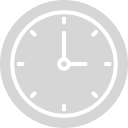 A simple, gray analog clock face showing the time as 3:00, with minimalistic hour, minute, and second hands and tick marks for each hour.